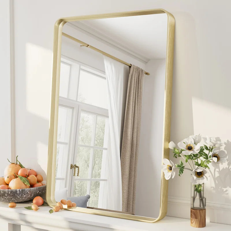 Aevar Tempered Glass and Aluminum Alloy Framed French Cleat Mounted Wall Mirror