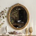 31"H Oval Wall-Mounted Distressed Decorative Mirror with Classical Border