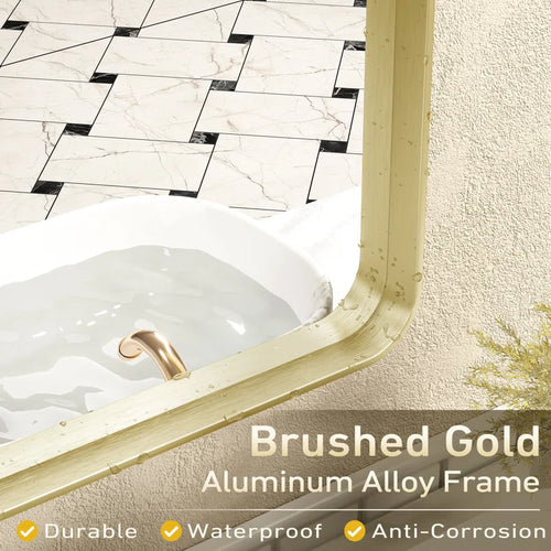 Aevar Tempered Glass and Aluminum Alloy Framed French Cleat Mounted Wall Mirror
