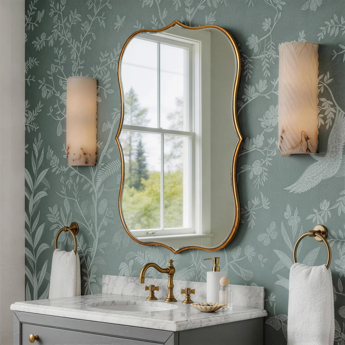 Euri Vintage Decorative Wall Mirror with Wood Framed