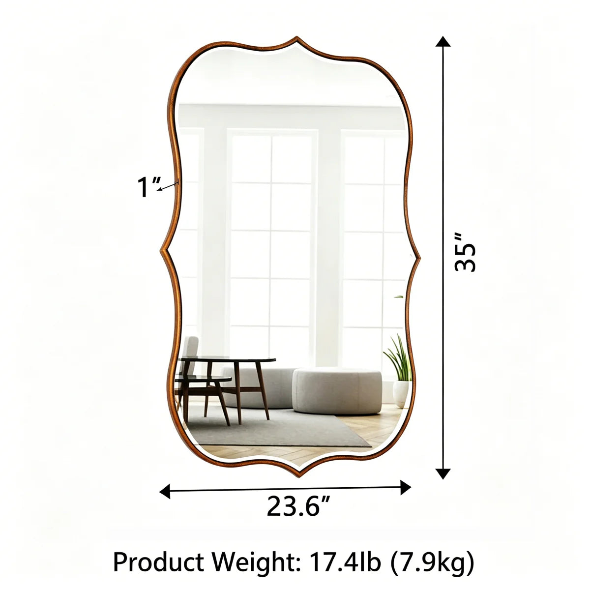 Euri Vintage Decorative Wall Mirror with Wood Framed