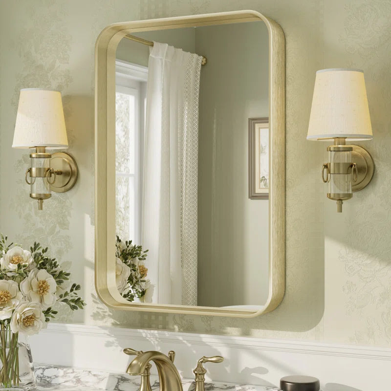 Aevar Tempered Glass and Aluminum Alloy Framed French Cleat Mounted Wall Mirror