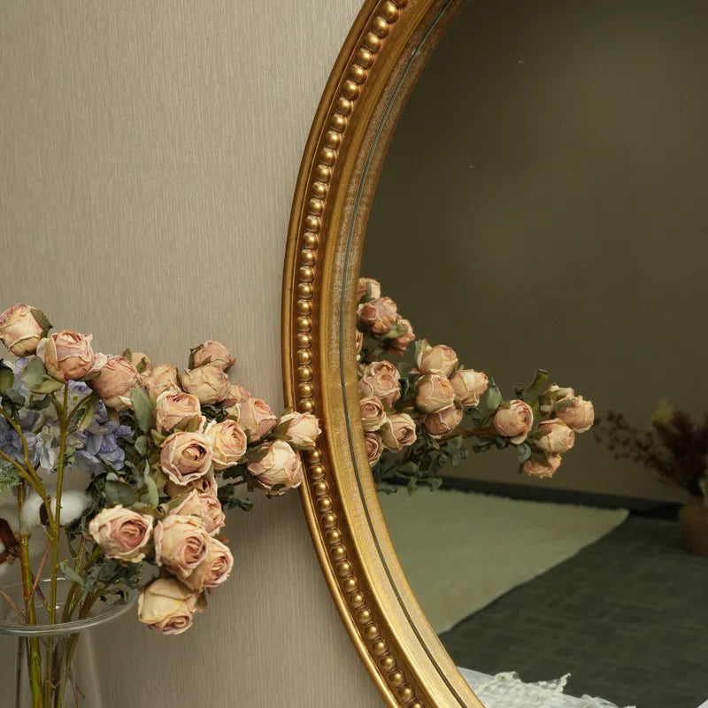 31"H Oval Wall-Mounted Distressed Decorative Mirror with Classical Border
