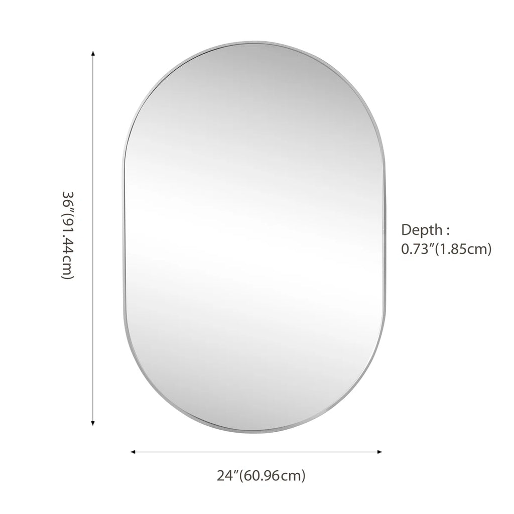 Milly 24 in. W x 36 in. H Medium Oval Metal Framed Wall Mirror, Bathroom Vanity Mirror Vertical/Horizontal, Nickel