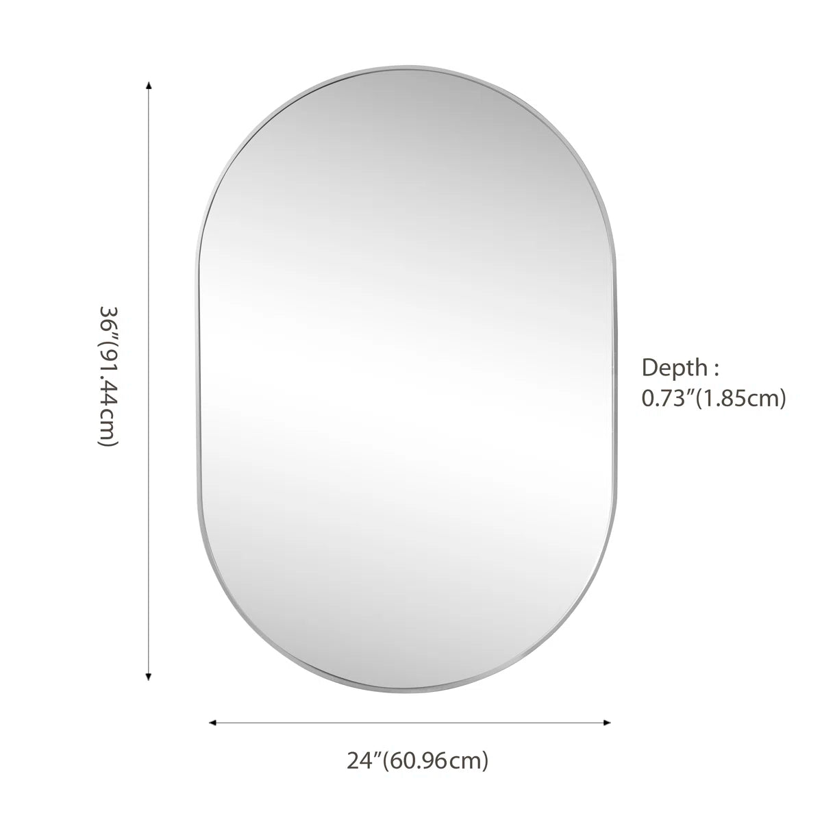 Milly 24 in. W x 36 in. H Medium Oval Metal Framed Wall Mirror, Bathroom Vanity Mirror Vertical/Horizontal, Nickel
