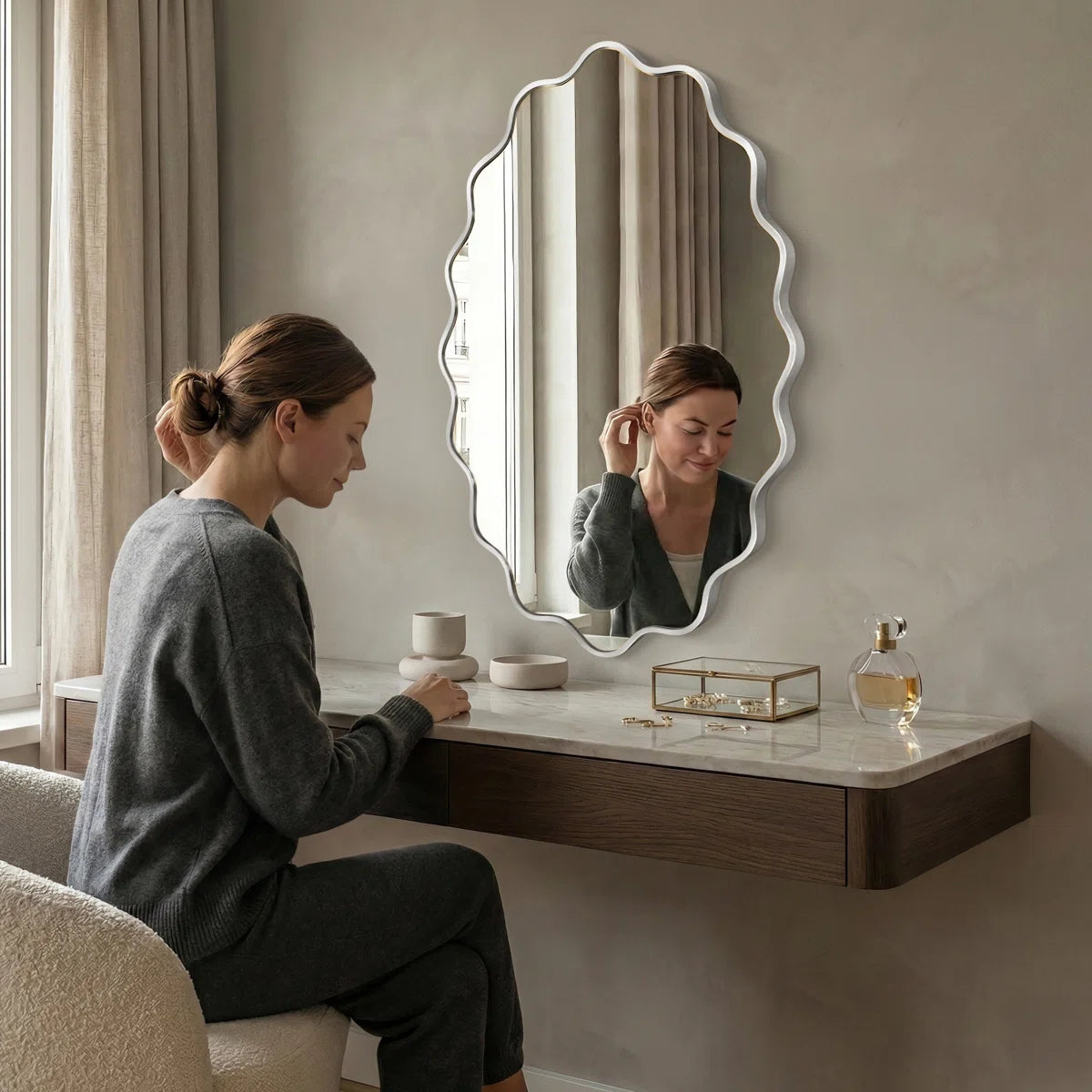 Oval Metal Wall Mirror