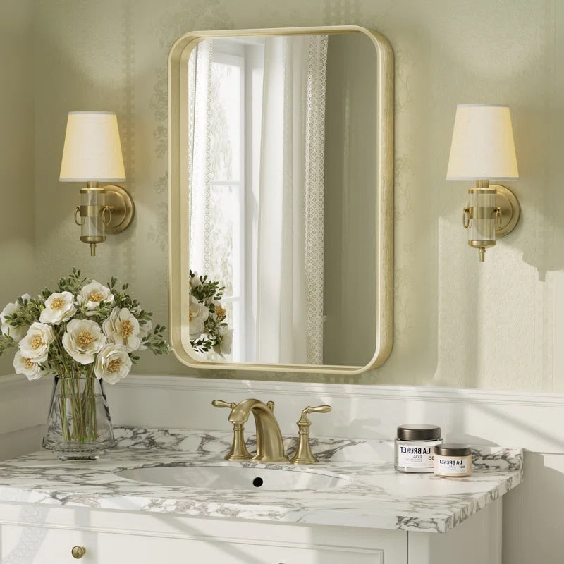 Aevar Tempered Glass and Aluminum Alloy Framed French Cleat Mounted Wall Mirror