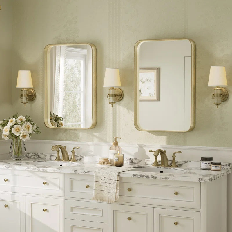 Aevar Tempered Glass and Aluminum Alloy Framed French Cleat Mounted Wall Mirror