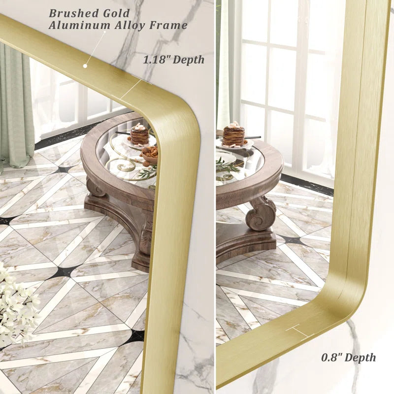 Aevar Tempered Glass and Aluminum Alloy Framed French Cleat Mounted Wall Mirror