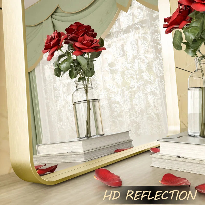 Aevar Tempered Glass and Aluminum Alloy Framed French Cleat Mounted Wall Mirror
