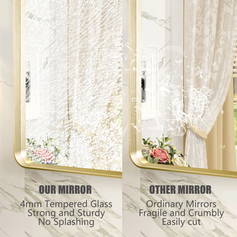 Aevar Tempered Glass and Aluminum Alloy Framed French Cleat Mounted Wall Mirror